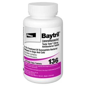Buy Baytril Antibacterial Taste Tabs for Dogs and Cats 136mg Online